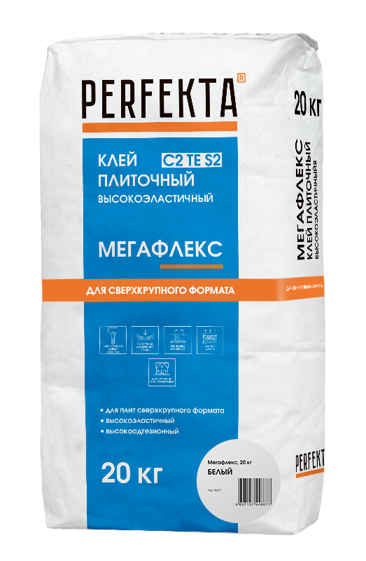Клей для укладки крупноформатных плит высокоэластичный Мегафлекс C2 TE S2 белый